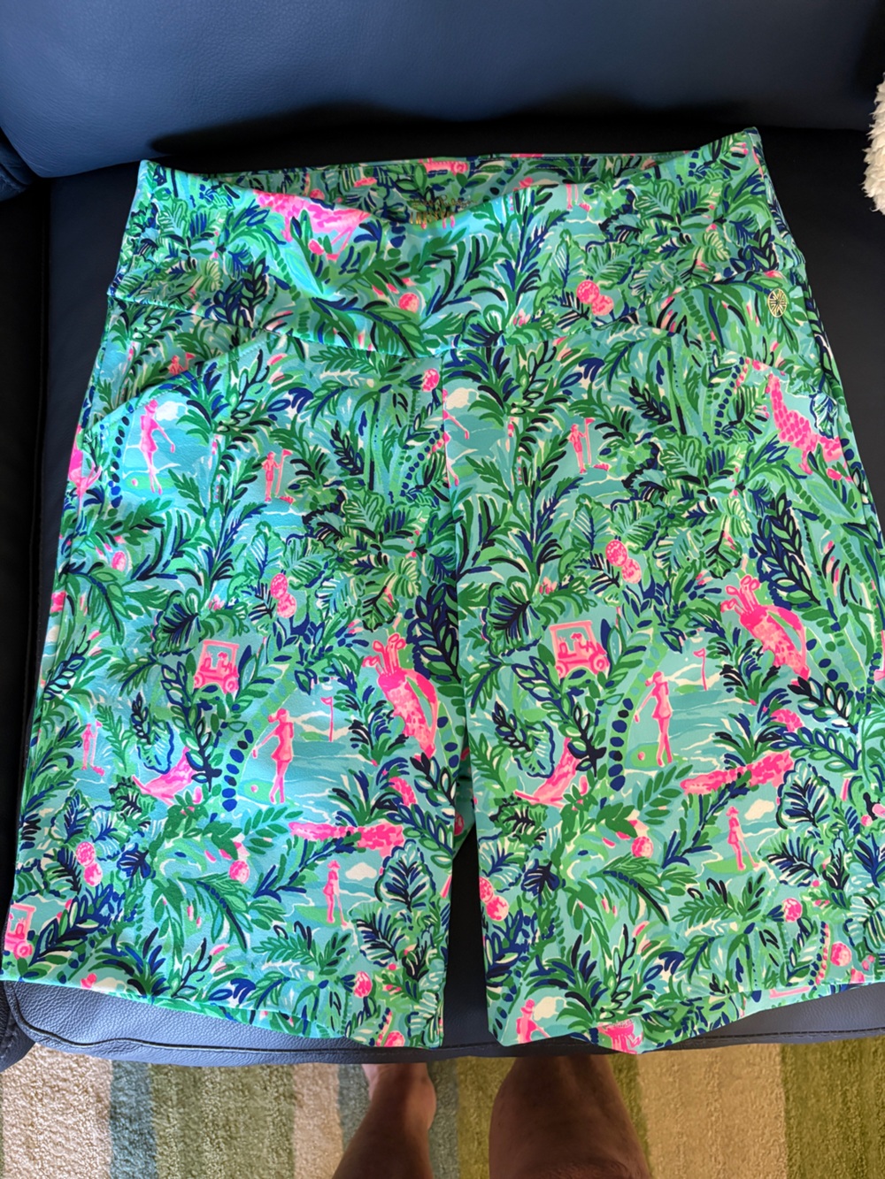 Women’s Lily Pulitzer Luxletic Bermuda Green Tropical Print Shorts